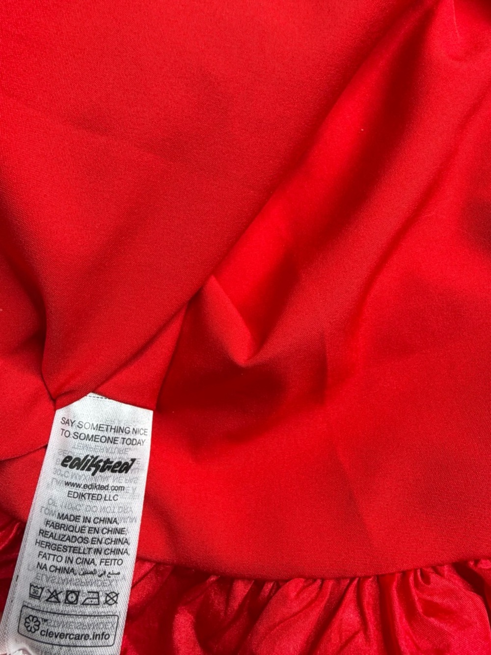 ✨NWT•Edikted Ribbed Bubble Skirt Mini Dress•Red - Picture 14 of 14